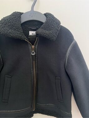 JW ANDERSON Uniqlo Kids Black Sherpa-Trim Stylish Jacket